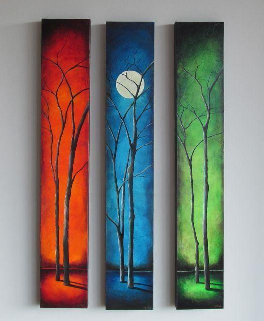 Tree Painting, Moon Painting, Hand Painted Canvas Painting, Bedroom Wall Art Painting, Acrylic Artwork-Silvia Home Craft