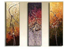 Simple Canvas Painting, Abstract Modern Painting, Ballet Dancer Painting, Bedroom Wall Art Paintings, Acrylic Painting on Canvas, 3 Piece Wall Art-Silvia Home Craft