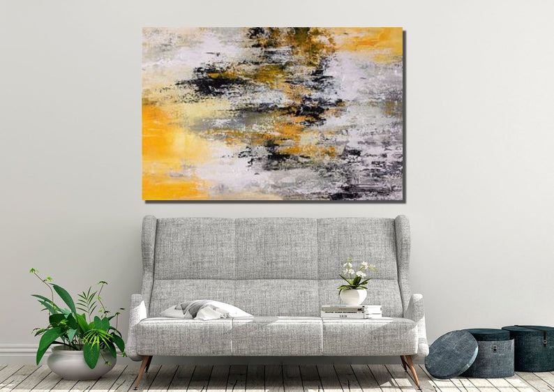 Acrylic Painting for Living Room, Modern Wall Art Painting, Large Contemporary Abstract Artwork-Silvia Home Craft