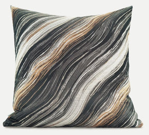 Simple Throw Pillow for Interior Design, Modern Black Gray Golden Lines Decorative Throw Pillows, Modern Sofa Pillows, Contemporary Square Modern Throw Pillows for Couch-Silvia Home Craft