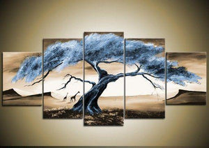 Large Acrylic Painting, Tree of Life Painting, Abstract Painting on Canvas, 5 Piece Canvas Art, Landscape Canvas Paintings, Buy Paintings Online-Silvia Home Craft