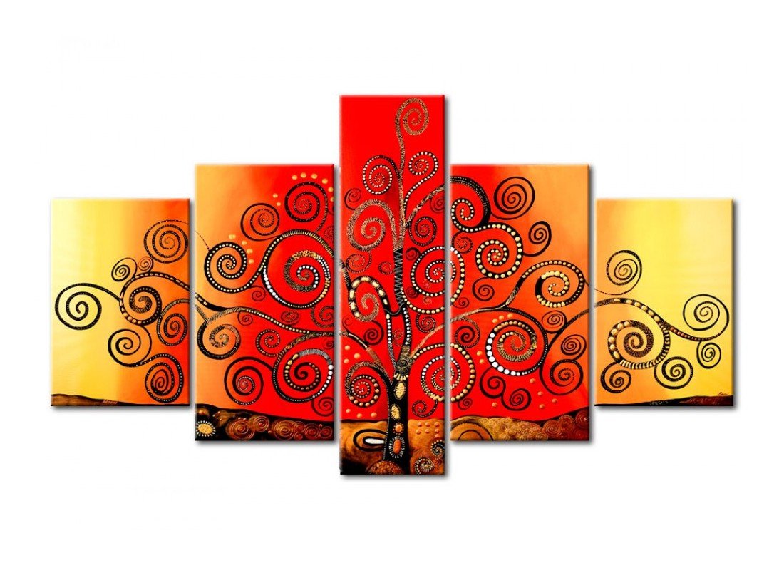 Acrylic Modern Paintings, Tree of Life Painting, 5 Piece Wall Art, Paintings for Living Room, Tree Painting-Silvia Home Craft