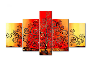 Acrylic Modern Paintings, Tree of Life Painting, 5 Piece Wall Art, Paintings for Living Room, Tree Painting-Silvia Home Craft
