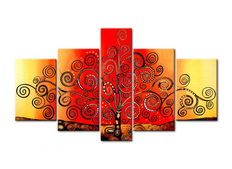 Acrylic Modern Paintings, Tree of Life Painting, 5 Piece Wall Art, Paintings for Living Room, Tree Painting-Silvia Home Craft