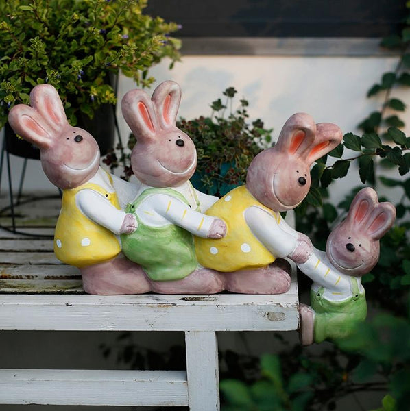 Lovely Rabbits Statues, Cute Rabbits in the Garden, Animal Resin Statue for Garden Ornament, Outdoor Decoration Ideas, Garden Ideas-Silvia Home Craft