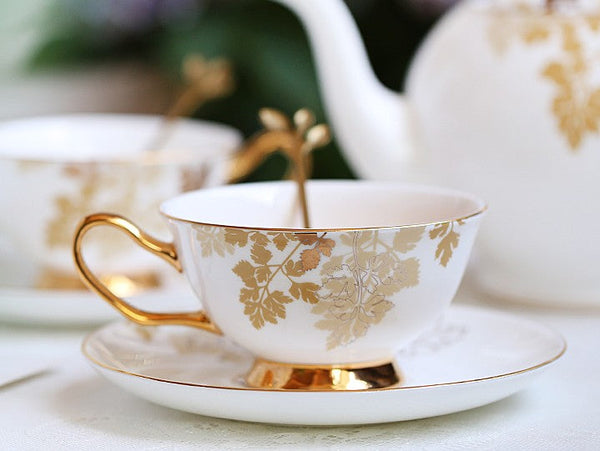 Beautiful British Tea Cups, Traditional English Tea Cups and Saucers, Bone China Porcelain Tea Cup Set, Elegant Ceramic Coffee Cups-Silvia Home Craft