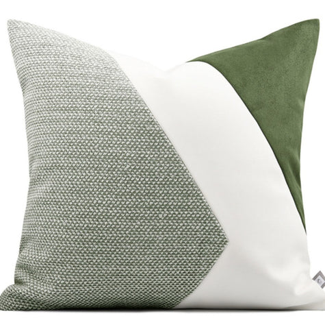 Green White Modern Pillows for Couch, Abstract Decorative Throw Pillows for Living Room, Large Modern Sofa Cushion, Decorative Pillow Covers-Silvia Home Craft
