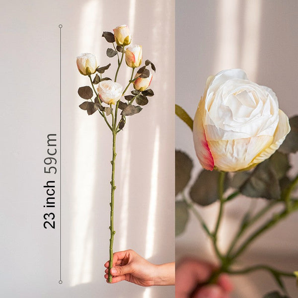 Creative Flower Arrangement Ideas for Home Decoration, Wedding Flowers, White Rose Flowers, Artificial Rose Floral for Dining Room Table, Bedroom Flower Arrangement Ideas, Botany Plants-Silvia Home Craft