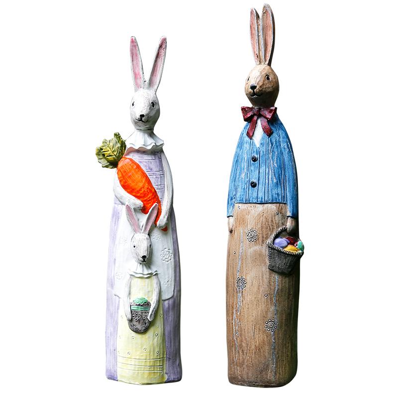 Rabbit Couple in the Garden, Rabbit Resin Statue for Garden Ornament, Lovely Rabbits Statues, Outdoor Decoration Ideas, Garden Ideas-Silvia Home Craft