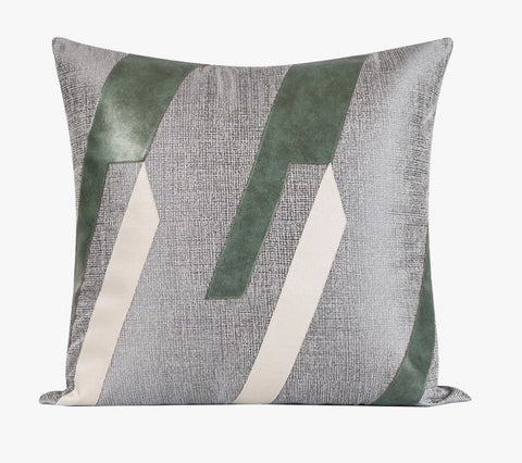 Grey Green Abstract Contemporary Throw Pillow for Living Room, Decorative Throw Pillows for Couch, Large Modern Sofa Throw Pillows-Silvia Home Craft