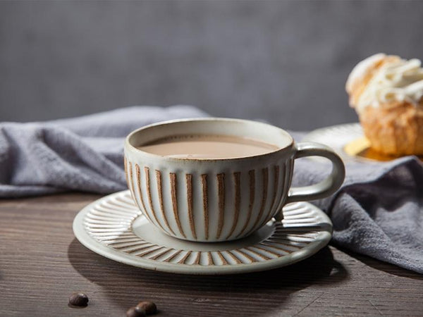 Breakfast Milk Cups, Latte Coffee Cup, Tea Cup, Coffee Cup and Saucer Set，Cappuccino Coffee Mug-Silvia Home Craft