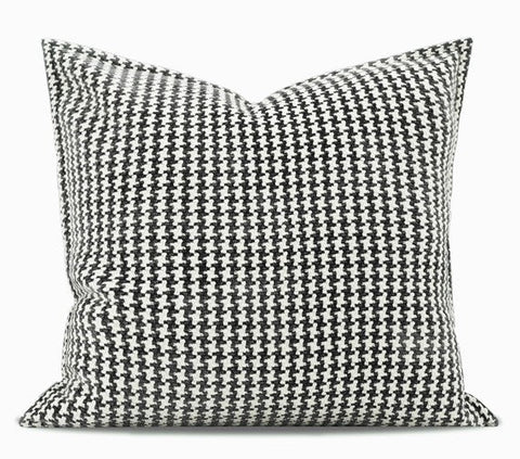 Chequer Modern Sofa Pillows, Large Black and White Decorative Throw Pillows, Contemporary Square Modern Throw Pillows for Couch, Abstract Throw Pillow for Interior Design-Silvia Home Craft