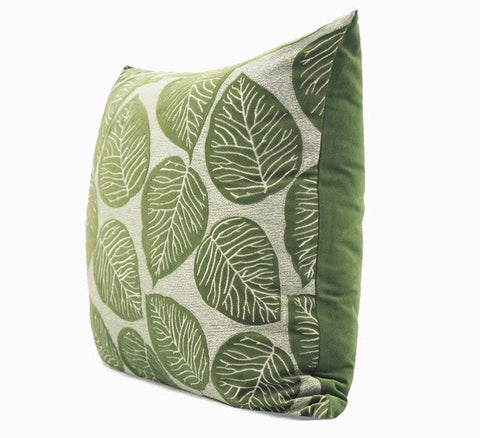 Contemporary Modern Sofa Pillows, Green Leaves Square Modern Throw Pillows for Couch, Simple Decorative Throw Pillows, Large Throw Pillow for Interior Design-Silvia Home Craft