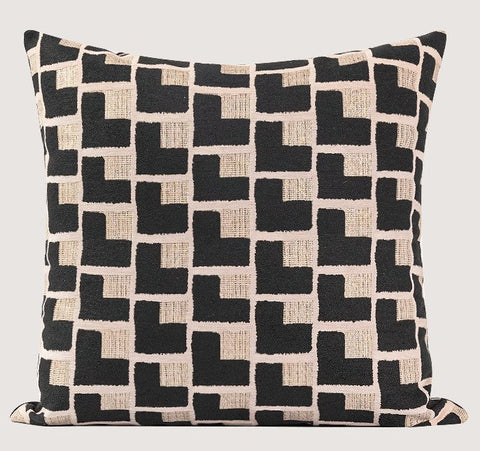 Black Chequer Modern Sofa Throw Pillows, Abstract Contemporary Throw Pillow for Living Room, Large Decorative Throw Pillows for Couch-Silvia Home Craft