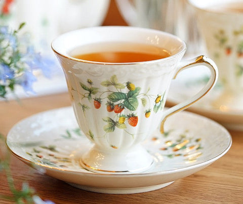 Beautiful British Tea Cups, Elegant Bone China Porcelain Tea Cup Set, Traditional English Tea Cups and Saucers, Unique Ceramic Coffee Cups-Silvia Home Craft