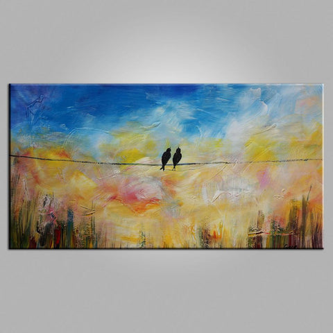 Modern Art, Contemporary Art, Love Birds Painting, Art for Sale, Living Room Wall Art, Canvas Art-Silvia Home Craft