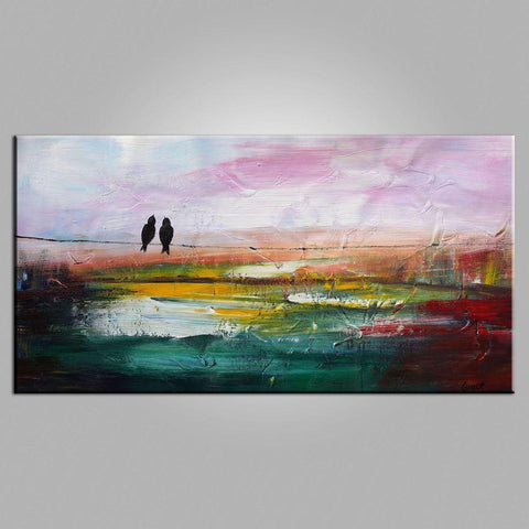 Contemporary Wall Art, Modern Art, Abstract Art, Love Birds Painting, Art for Sale, Abstract Art Painting, Living Room Wall Art, Canvas Art-Silvia Home Craft