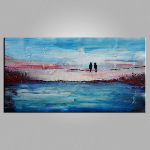 Abstract Art, Contemporary Wall Art, Buy Modern Art, Love Birds Painting, Art for Sale, Abstract Art Painting, Living Room Wall Art-Silvia Home Craft