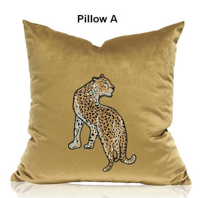 Contemporary Throw Pillows, Cheetah Decorative Cushion, Modern Sofa Pillows, Decorative Pillows for Living Room-Silvia Home Craft