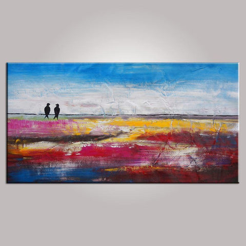 Love Birds Painting, Contemporary Wall Art, Abstract Art, Modern Art, Painting for Sale, Abstract Art Painting, Bedroom Wall Art, Canvas Art-Silvia Home Craft