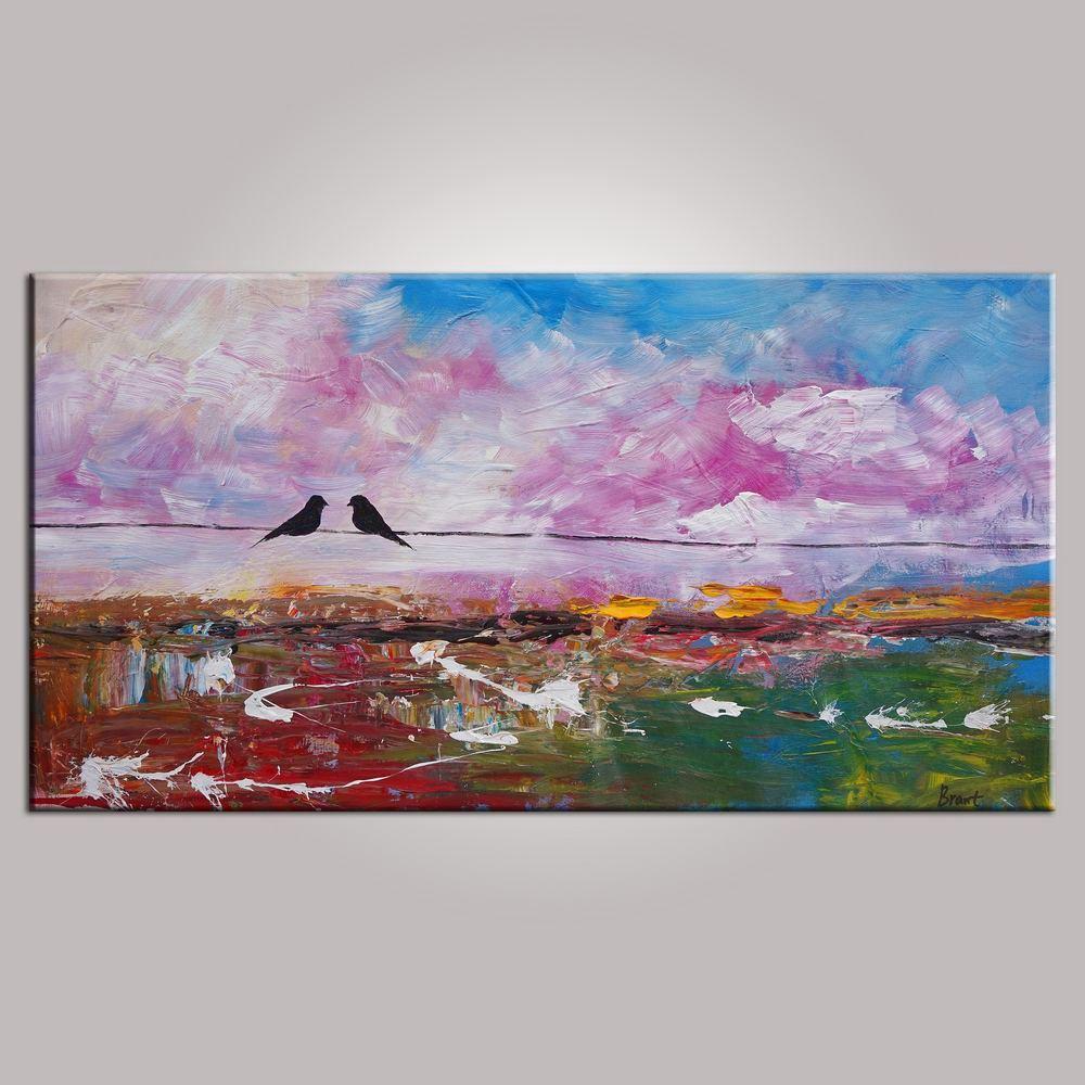 Contemporary Wall Art, Abstract Art, Modern Art, Love Birds Painting, Painting for Sale, Abstract Art Painting, Bedroom Wall Art, Canvas Art-Silvia Home Craft