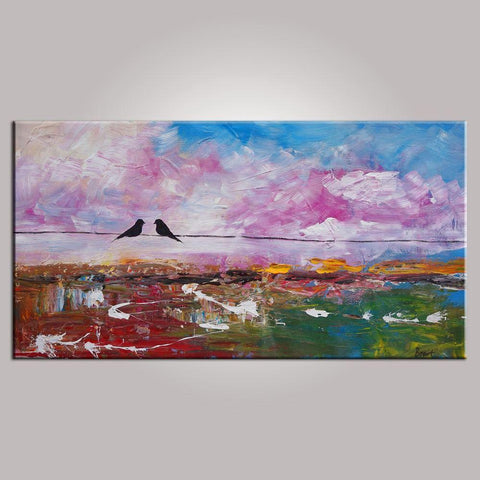 Contemporary Wall Art, Abstract Art, Modern Art, Love Birds Painting, Painting for Sale, Abstract Art Painting, Bedroom Wall Art, Canvas Art-Silvia Home Craft