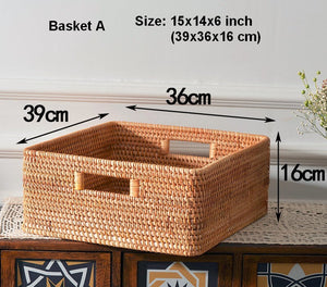 Woven Storage Baskets, Rattan Storage Baskets for Kitchen, Storage Basket for Shelves, Kitchen Storage Basket, Storage Baskets for Bedroom-Silvia Home Craft