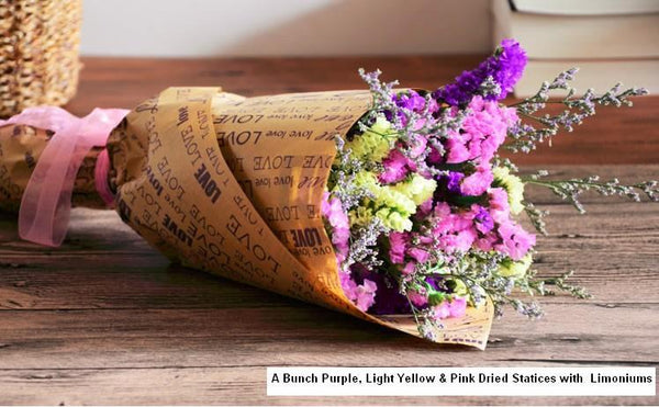 A Bunch Dried Statices Flowers with Limoniums, Crystal Flower Dried Flowers-Silvia Home Craft