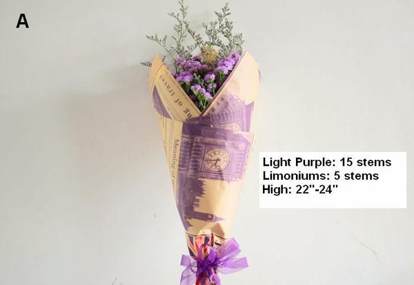 Floral Arrangement, A Bunch Dried Statices Flowers with Limoniums, Dried Flowers-Silvia Home Craft