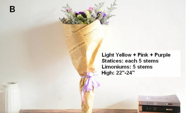Floral Arrangement, A Bunch Dried Statices Flowers with Limoniums, Dried Flowers-Silvia Home Craft