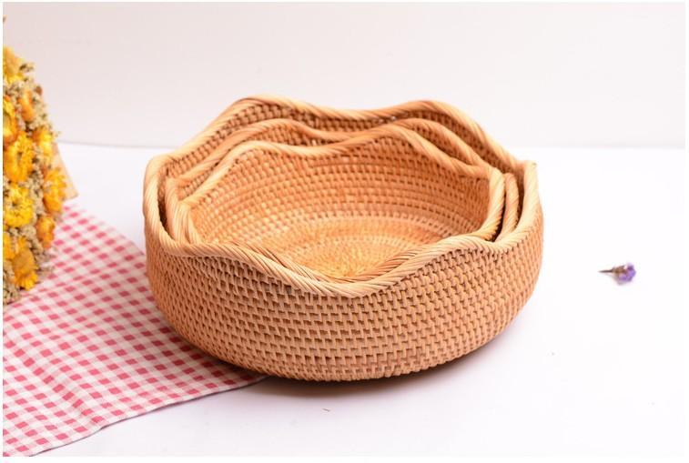Small Rattan Baskets, Round Storage Basket, Woven Storage Baskets, Kitchen Storage Baskets, Storage Baskets for Shelves-Silvia Home Craft