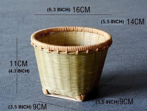 Natural Bamboo Basket, Rustic Basket, Hand Woven Snacks Basket, Round Decorative Basket-Silvia Home Craft