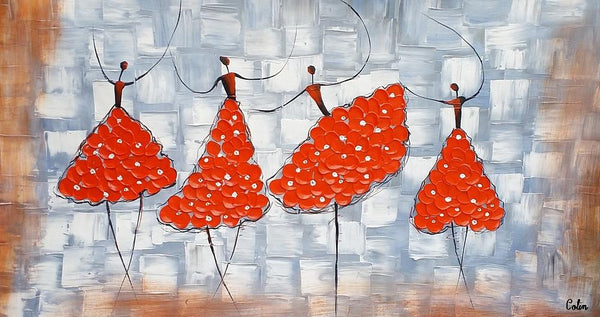 Contemporary Wall Art Ideas, Ballet Dancer Painting, Acrylic Canvas Painting, Buy Art Online, Abstract Painting for Dining Room-Silvia Home Craft