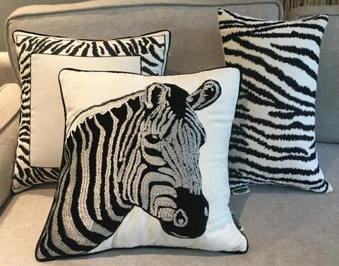 Chenille Zebra Pillow Cover, Decorative Throw Pillow, Modern Sofa Pillows, Decorative Pillows for Car-Silvia Home Craft