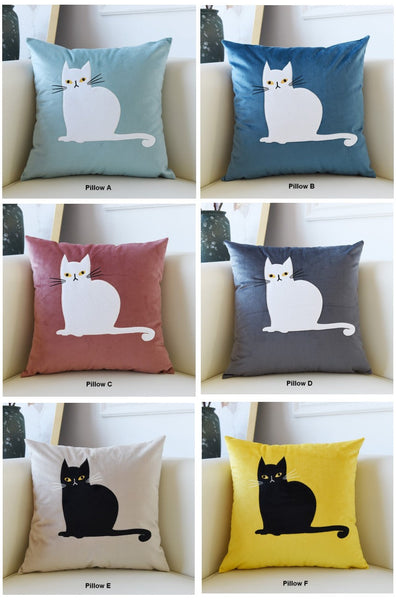 Decorative Throw Pillows, Lovely Cat Pillow Covers for Kid's Room, Modern Sofa Decorative Pillows, Cat Decorative Throw Pillows for Couch-Silvia Home Craft