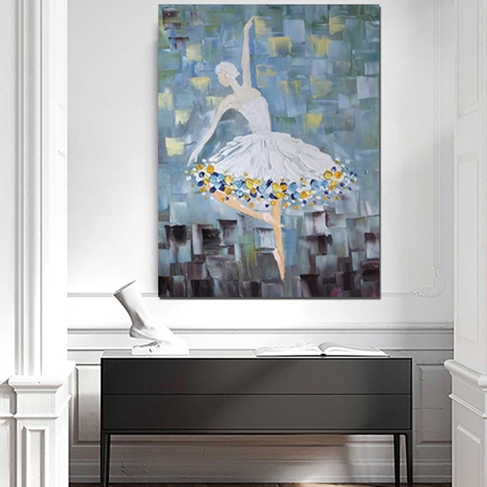 Ballet Dancer Painting, Large Painting for Bedroom, Modern Contemporary Artwork, Heavy Texture Acrylic Painting-Silvia Home Craft
