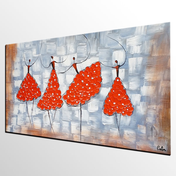 Contemporary Wall Art Ideas, Ballet Dancer Painting, Acrylic Canvas Painting, Buy Art Online, Abstract Painting for Dining Room-Silvia Home Craft