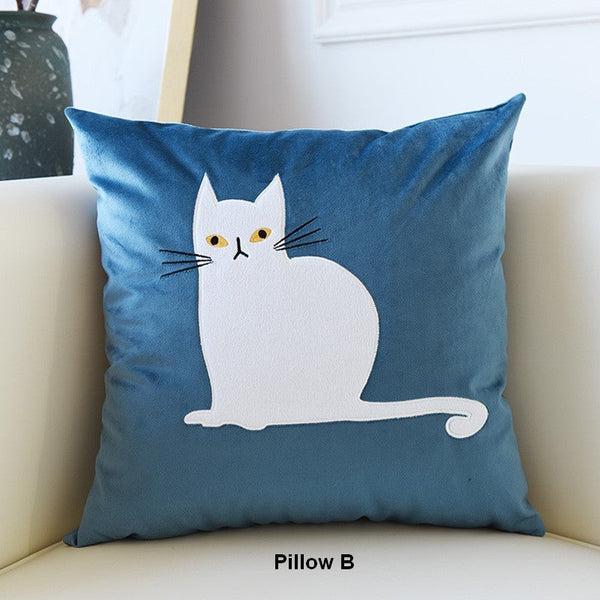 Lovely Cat Pillow Covers for Kid's Room, Modern Sofa Decorative Pillows, Cat Decorative Throw Pillows for Couch, Modern Decorative Throw Pillows-Silvia Home Craft