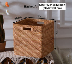 Storage Basket for Shelves, Large Rectangular Storage Basket, Storage Baskets for Kitchen, Woven Storage Basket for Living Room-Silvia Home Craft