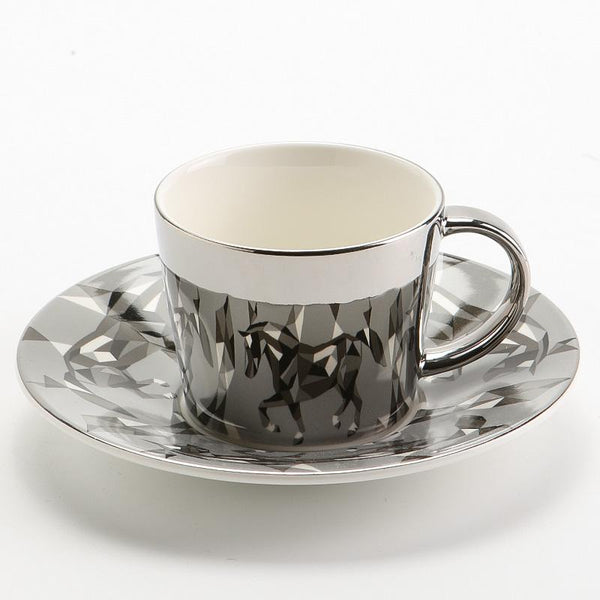 Large Coffee Cups, Tea Cup, Ceramic Coffee Cup, Golden Coffee Cup, Silver Coffee Mug, Coffee Cup and Saucer Set-Silvia Home Craft