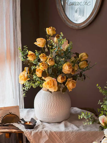 Bunch of Yellow Rose Flowers, Artificial Floral for Dining Room Table, Bedroom Flower Arrangement Ideas, Botany Plants, Creative Flower Arrangement Ideas for Home Decoration, Wedding Flowers-Silvia Home Craft