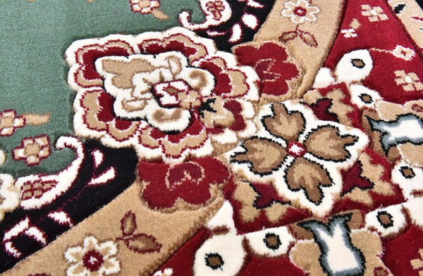 Large Oriental Floor Carpets under Dining Room Table, Luxury Thick and Soft Green Rugs for Living Room, Large Royal Flower Pattern Floor Rugs in Bedroom-Silvia Home Craft
