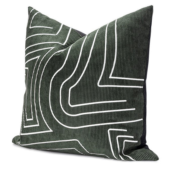 Contemporary Cushions for Interior Design, Large Modern Decorative Pillows for Sofa, Green Modern Throw Pillows for Couch-Silvia Home Craft