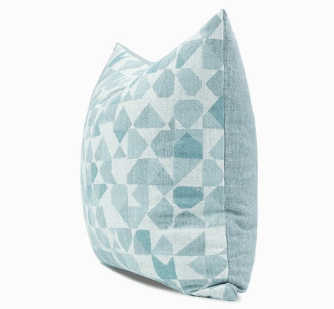 Modern Sofa Pillows, Geometric Blue Decorative Throw Pillows, Contemporary Square Modern Throw Pillows for Couch, Abstract Throw Pillow for Interior Design-Silvia Home Craft