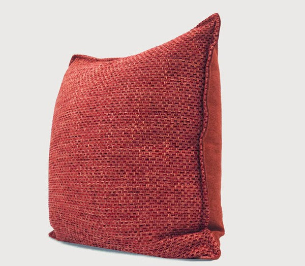 Large Square Modern Throw Pillows for Couch, Red Contemporary Modern Sofa Pillows, Simple Decorative Throw Pillows, Large Throw Pillow for Interior Design-Silvia Home Craft