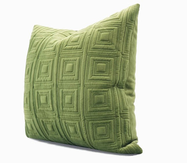 Large Square Modern Throw Pillows for Couch, Green Geometric Modern Sofa Pillows, Large Decorative Throw Pillows, Simple Throw Pillow for Interior Design-Silvia Home Craft