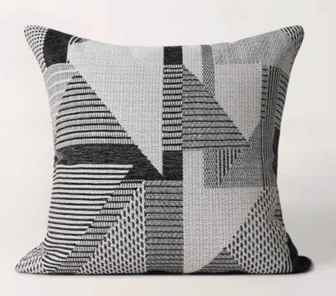 Geometric Grey Back Contemporary Cushions for Interior Design, Large Modern Decorative Pillows for Sofa, Modern Throw Pillows for Couch-Silvia Home Craft