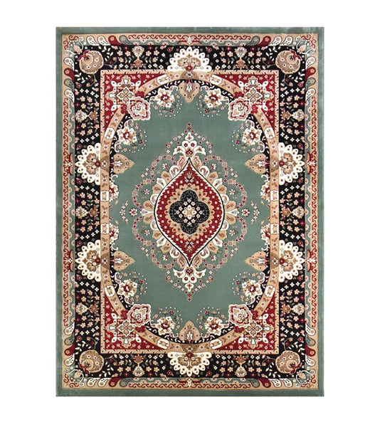 Large Oriental Floor Carpets under Dining Room Table, Luxury Thick and Soft Green Rugs for Living Room, Large Royal Flower Pattern Floor Rugs in Bedroom-Silvia Home Craft