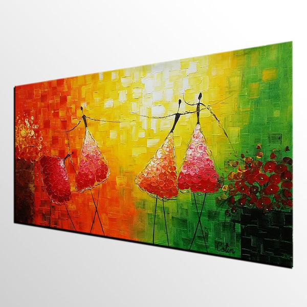 Simple Modern Painting, Paintings for Bedroom, Acrylic Art on Canvas, Abstract Ballet Dancer Painting, Original Wall Art, Acrylic Painting for Sale-Silvia Home Craft