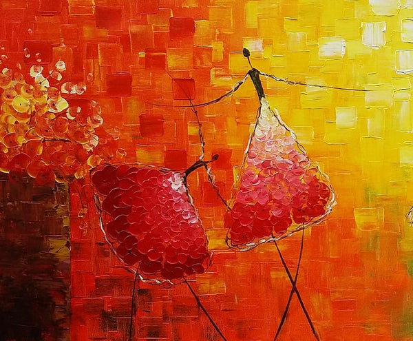 Simple Modern Painting, Paintings for Bedroom, Acrylic Art on Canvas, Abstract Ballet Dancer Painting, Original Wall Art, Acrylic Painting for Sale-Silvia Home Craft